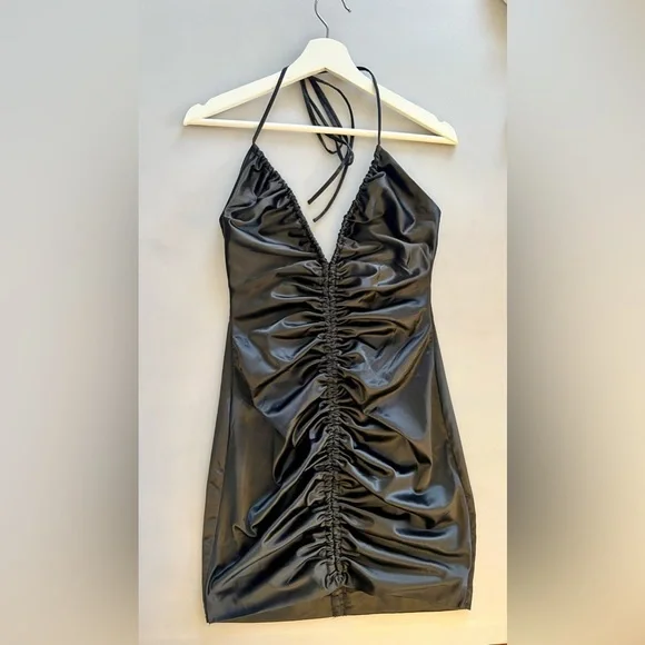 Tic Toc | Dresses | Tic Toc Black Halter Ruched Bodycon Mini Dress Size  Small Like New | Poshmark